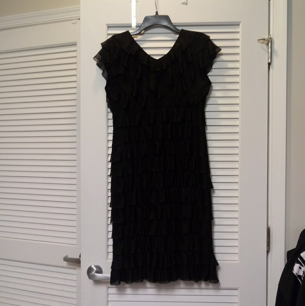 New Black ruffled party dress size 8